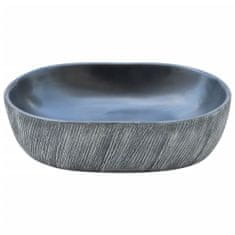 shumee Umyvadlo na desku černé a šedé oválné 47 x 33 x 13 cm keramika