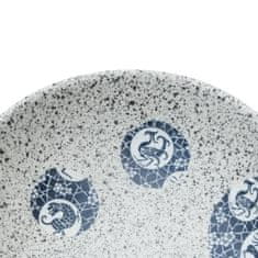 Vidaxl Umyvadlo na desku šedé a modré oválné 47 x 33 x 13 cm keramika