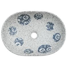 Vidaxl Umyvadlo na desku šedé a modré oválné 47 x 33 x 13 cm keramika