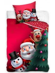 Tip Trade Bavlněné Vánoční povlečení - Santa, sněhulák a sob