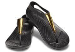 Crocs Serena Metallic Bar Flip-Flops pro ženy, 36-37 EU, W6, Žabky, Pantofle, Sandály, Gold/Black, Černá, 206420-751