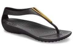 Crocs Serena Metallic Bar Flip-Flops pro ženy, 36-37 EU, W6, Žabky, Pantofle, Sandály, Gold/Black, Černá, 206420-751