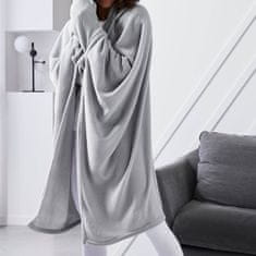 Today Deka s rukávy a kapucí ESSENTIAL, univerzální rozměr, 115 x 165 cm, šedá barva