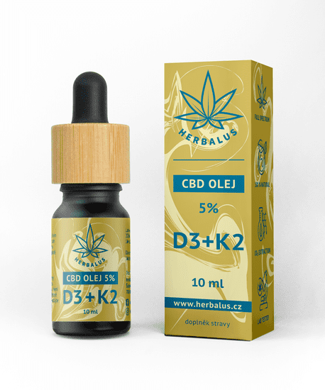 Herbalus CBD Olej 5% s vitamíny D3+K2, 10ml