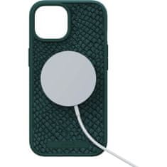 NJORD Salmon Leather kryt s Magsafe pro iPhone 15/14/13, modrý Zelená