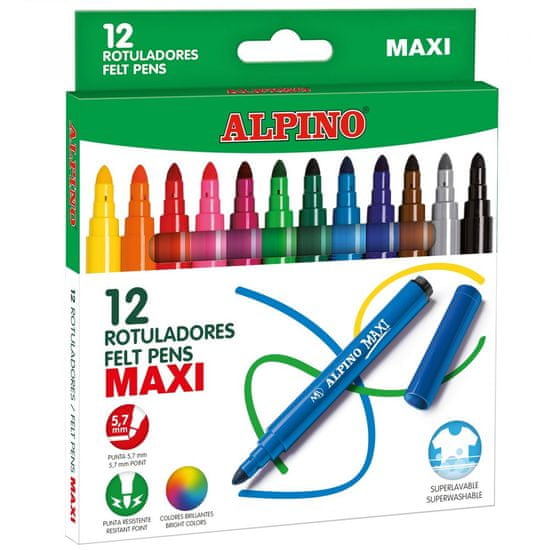 Alpino Balení 12 barevných fixů Maxi