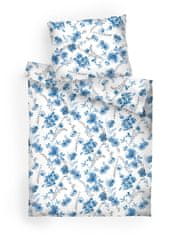 Dadka  Povlak na polštář flanel Kvítí modré na bílém 50x70 cm
