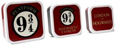 CurePink Plastové boxy na svačinu Harry Potter: Nástupiště 9 3/4 (14 x 6 x 14 cm)
