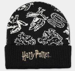 CurePink Zimní dárkový set čepice a šála Harry Potter: Symboly Škol (univerzální)