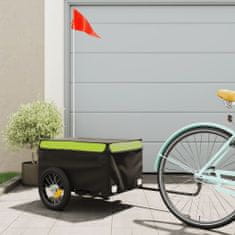 Greatstore Přívěsný vozík za kolo černý a zelený 30 kg železo
