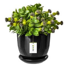 botle Ceramický květinový květináč 30x25 cm černý