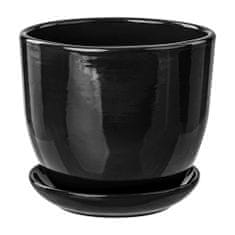 botle Ceramický květináč 25x20 cm podložka, černý