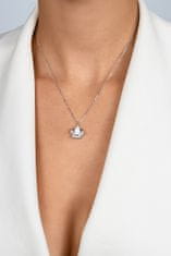 Brilio Silver Blyštivý stříbrný náhrdelník Korunka s opálem NCL138W
