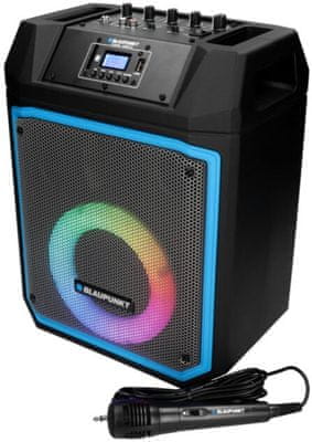  moderní párty reproduktor Blaupunkt mb062 krásný silný zvuk aux in Bluetooth usb světelná show slot pro sd kartu pěkný design karaoke funkce mikrofon 