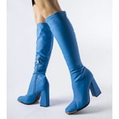 Modré boty s pevným jehlovým podpatkem velikost 38