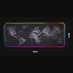 MG World Map RGB herná podložka pod myš 80 x 30 cm, černá