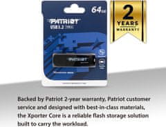 Patriot Xporter CORE 64GB Typ-A / USB 3.2 Gen 1 / plastová / černá
