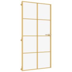 Greatstore Interiérové dveře úzké zlaté 102,5x201,5 cm tvrzené sklo hliník