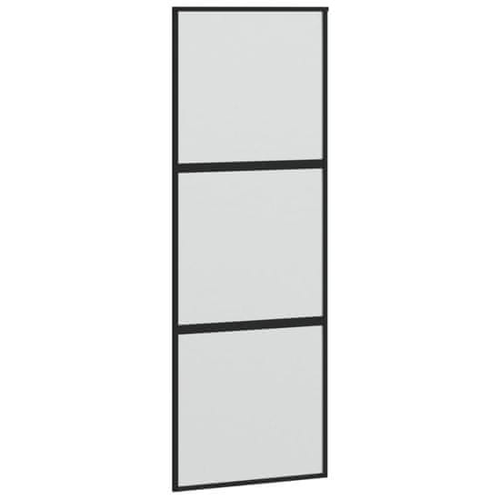 Vidaxl Posuvné dveře černé 76 x 205 cm tvrzené sklo a hliník