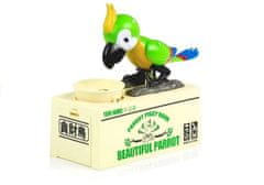 Leventi Pokladnička na mince - hladový papoušek - zelený