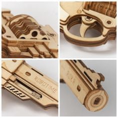 Robotime 3d dřevěné mechanické puzzle revolver corsac