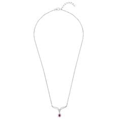 JVD Slušivý stříbrný náhrdelník s rubínem a zirkony SVLN0660SH8R100