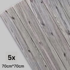 HOME & MARKER® Tapeta na zeď imitace dřeva, Samolepící tapeta, 3D Tapety na zeď (5 ks) 35x35cm | INSTAWOOD Šedá