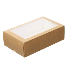 ECOFOL Papírová krabička EKO na makronky 180x110x55 mm hnědá s okénkem bal/50 ks Balení: 50