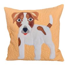 Handy Pets Patchwork - Povlak na dětský polštářek - Jack Russell teriér - oranžový 42 x 42 cm