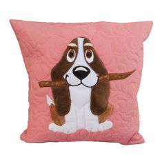 Handy Pets Patchwork - Povlak na dětský polštářek - Baset - růžový 44 x 44 cm
