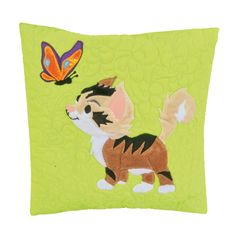 Handy Pets Patchwork - Povlak na dětský polštářek - Koťátko s motýlem 44 x 44 cm