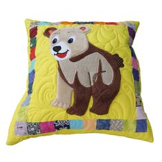 Handy Pets Patchwork - Povlak na dětský polštářek - Medvěd Brumla 44 x 44 cm