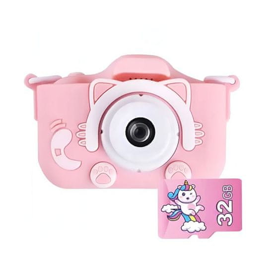 MG X5 Cat dětský fotoaparát + 32GB karta, růžový