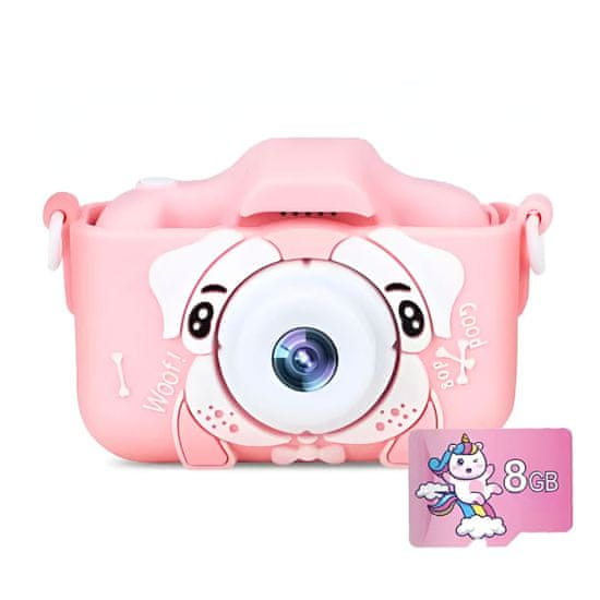 MG X5 Dog dětský fotoaparát + 8GB karta, růžový