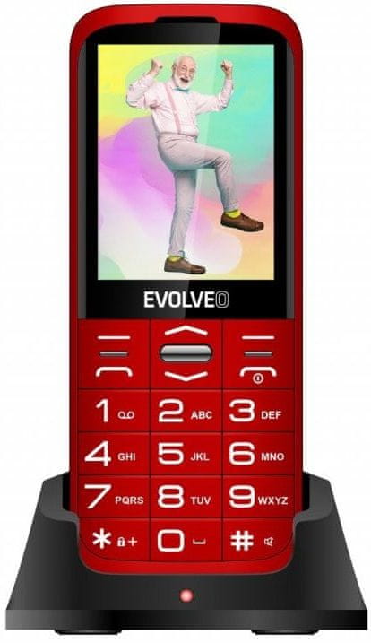 Levně Evolveo EasyPhone XO s nabíjecím stojánkem, červená