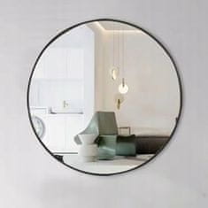 MUVU Nástěnné Zrcadlo Stylové Kulaté Koupelnové Zrcadlo Černý Rám Průměr 80 Cm Loft
