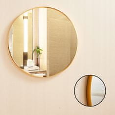 MUVU Kulaté Koupelnové Nástěnné Zrcadlo Se Zlatým Rámem O Průměru 80 Cm Stylový Loft