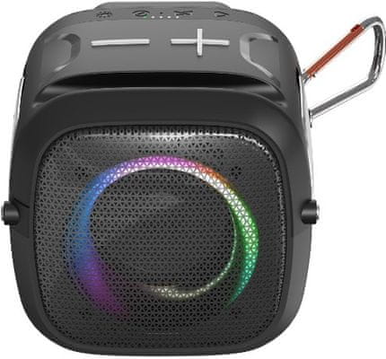 modern kis hangszóró ctech impressio qubis mini gyönyörű erős hangzás aux Bluetooth usb light show sd kártyahely szép design töltési lehetőség power bankról