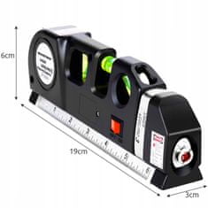 Northix Laserový vodní pas s metrem - 250 cm 