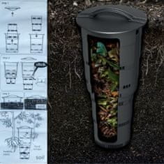 botle Kompostér Podzemní zahrada 11 l antracitový plast V 53 cm modulární kompostér Koš na organický odpad
