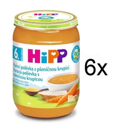 Levně HiPP BIO Kuřecí polévka s pšeničnou krupicí - 6x190g