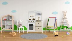 Kruzzel 22118 Dětská dřevěná kuchyňka s příslušenstvím XL 85 cm bílá
