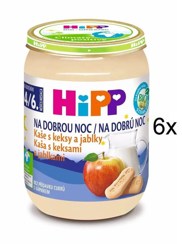 Levně HiPP BIO Kaše na dobrou noc s keksy a jablky 6×190 g