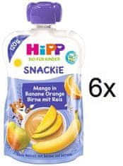 HiPP BIO Snackie Hruška-Pomeranč-Mango-Banán-Rýžová mouka 6 x 120 g