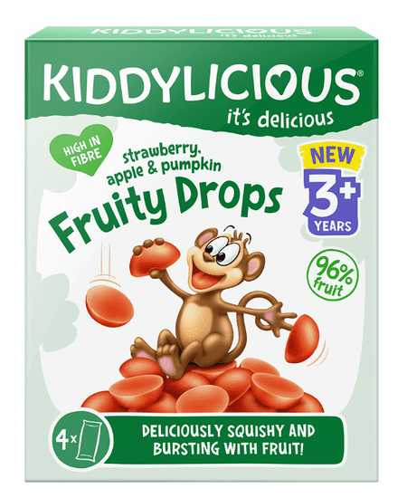 Kiddylicious KIDDYLICIOUS Ovocné želé bonbónky Jahoda, Jablko a Dýně 64 g