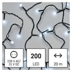 Emos Světelný LED řetěz Cherry s programy 20 m studená bílá