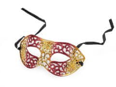 Kraftika 1ks červená zlatá karnevalová maska - škraboška metalická