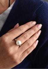 Evolution Group Něžný stříbrný prsten s perlou Swarovski 35022.1 (Obvod 52 mm)