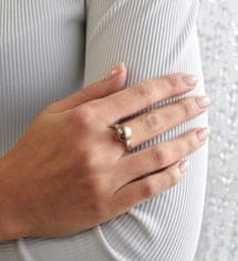 Evolution Group Něžný stříbrný prsten s perlou Swarovski 35022.3 (Obvod 52 mm)