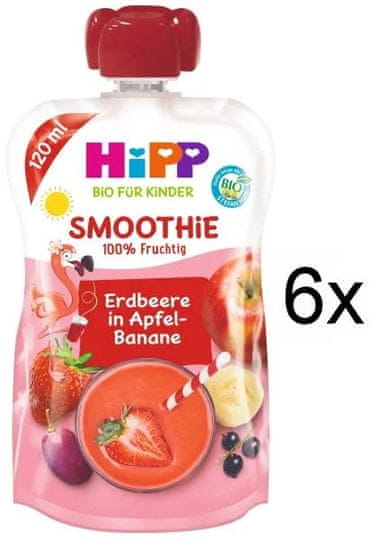 HiPP BIO Smoothie Jablko-Banán-Červené ovoce 6 x 120 ml